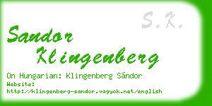 sandor klingenberg business card
